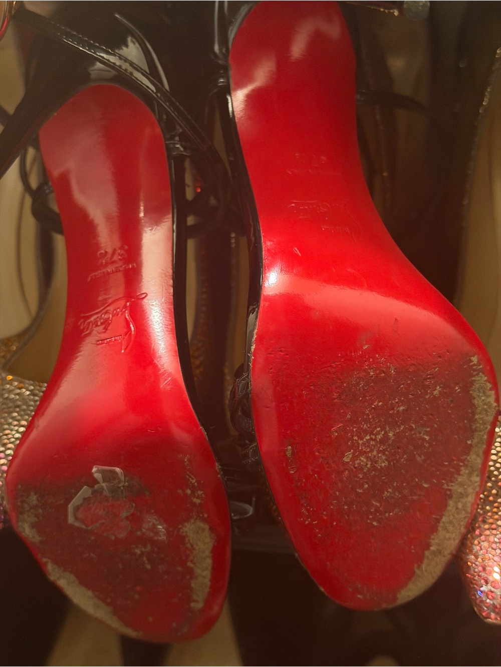 Christian Louboutin Blakissima Patent Leather Strappy ๐ & ๐ accents. - Picture 7 of 10